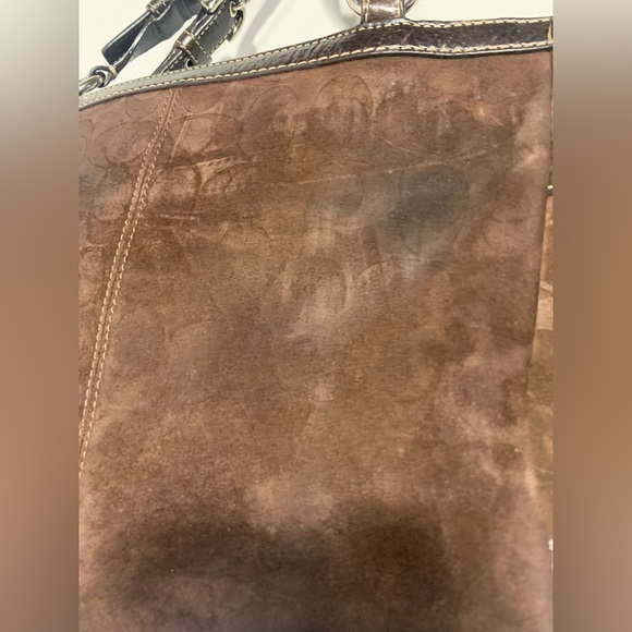 COACH Chocolate Signature Shoulder Bag Suede Logo Y2K F14000 - Picture 5 of 13